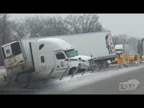 01-31-2023 I-40 Heavy Icing in Crittenden County, AR - Semi JackKnife - Plows