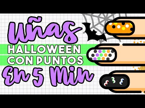 ¡EN 5 MINUTOS! · 3 UÑAS DE HALLOWEEN CON PUNTOS 💅🏼