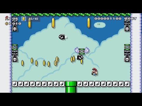44 Story Mode ~ Bouncing through the Clouds for Eccentric Millionaire - Super Mario Maker 2 1bu