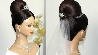 Свадебная высокая прическа на средние волосы - Видео онлайн