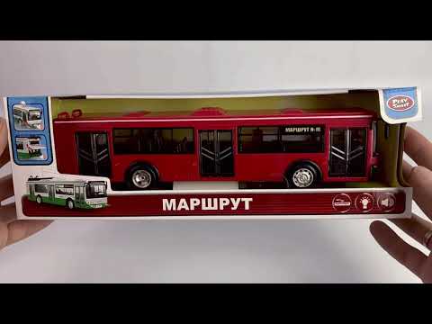 Инерционный автобус Play Smart 1:43 «ЛиАЗ-6213» 28 см. 9690-С Маршрут / Красный