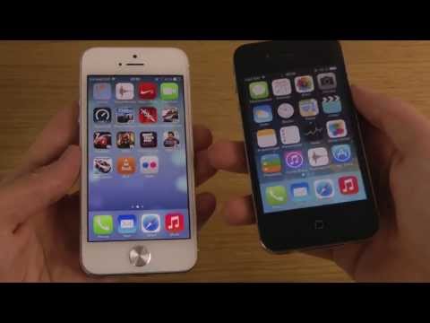 iPhone 5 iOS 7 Beta 3 vs. iPhone 4 iOS 7 Beta 3 - Screen Display Comparison Review