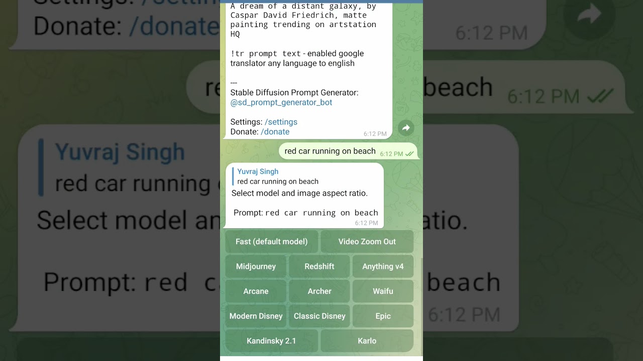 stable diffusion Telegram bot