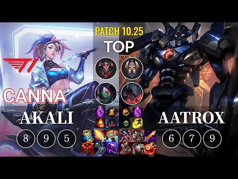 T1 Canna Akali vs Aatrox Top - KR Patch 10.25