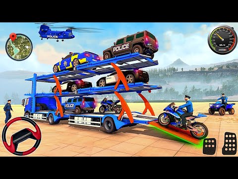 US Police Bike Car Transporter Trailer Truck Driver 3D-police truck game-police bike transport truck