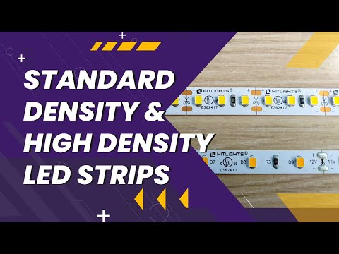 Part of a video titled Standard Density vs High Density LED Strip Lights | HitLights - YouTube
