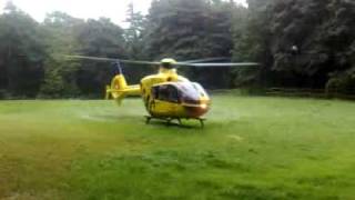 preview picture of video 'D-HHIT, ADAC Rettungshubschrauber, Start auf Waldlichtung in Nideggen, takeoff'