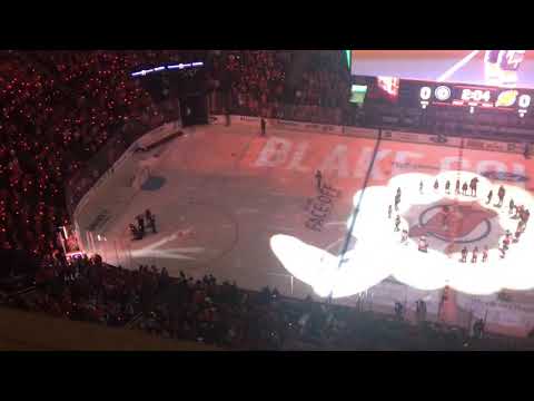 Devils player introductions at 2019 20 opener