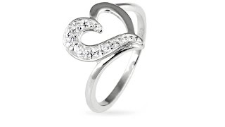 Jewellery - Silver ring - irregular heart with zircon half