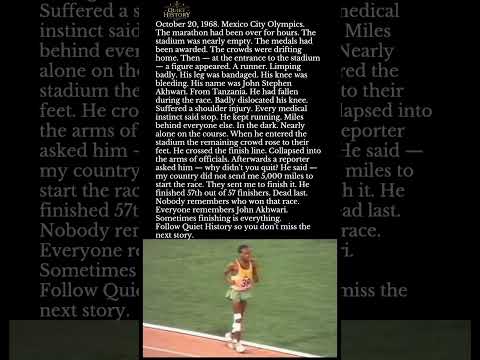 He Finished Last in the Olympic Marathon. Injured. Alone. The Crowd Gave Him a Standing Ovation