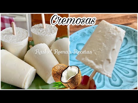 PALETAS HELADAS CREMOSAS DE COCO RIQUÍSIMAS 😋