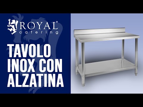 Video - Tavolo inox con alzatina - 100 x 70 cm - Portata 120 kg - Piedini regolabili - Acciaio inox di alta qualità