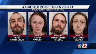 Four suspects arrested after driving stolen car in Davie County