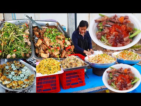 Street food for shoe factory workers, less than $1 breakfast, Cambodian street food 2022