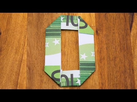 Zahl 0 falten mit Euroscheinen, Geldgeschenke Origami #10/10
