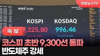 [속보] 코스피 초반 9,300선 돌파…반도체주 강세 / 연합뉴스TV (YonhapnewsTV)