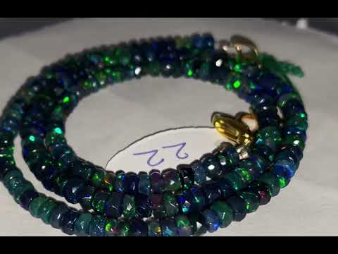 40 cts Ethiopian natural black opal necklace 22