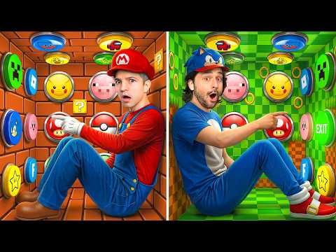 Trapped With 100 VIDEO GAME Mystery Buttons!