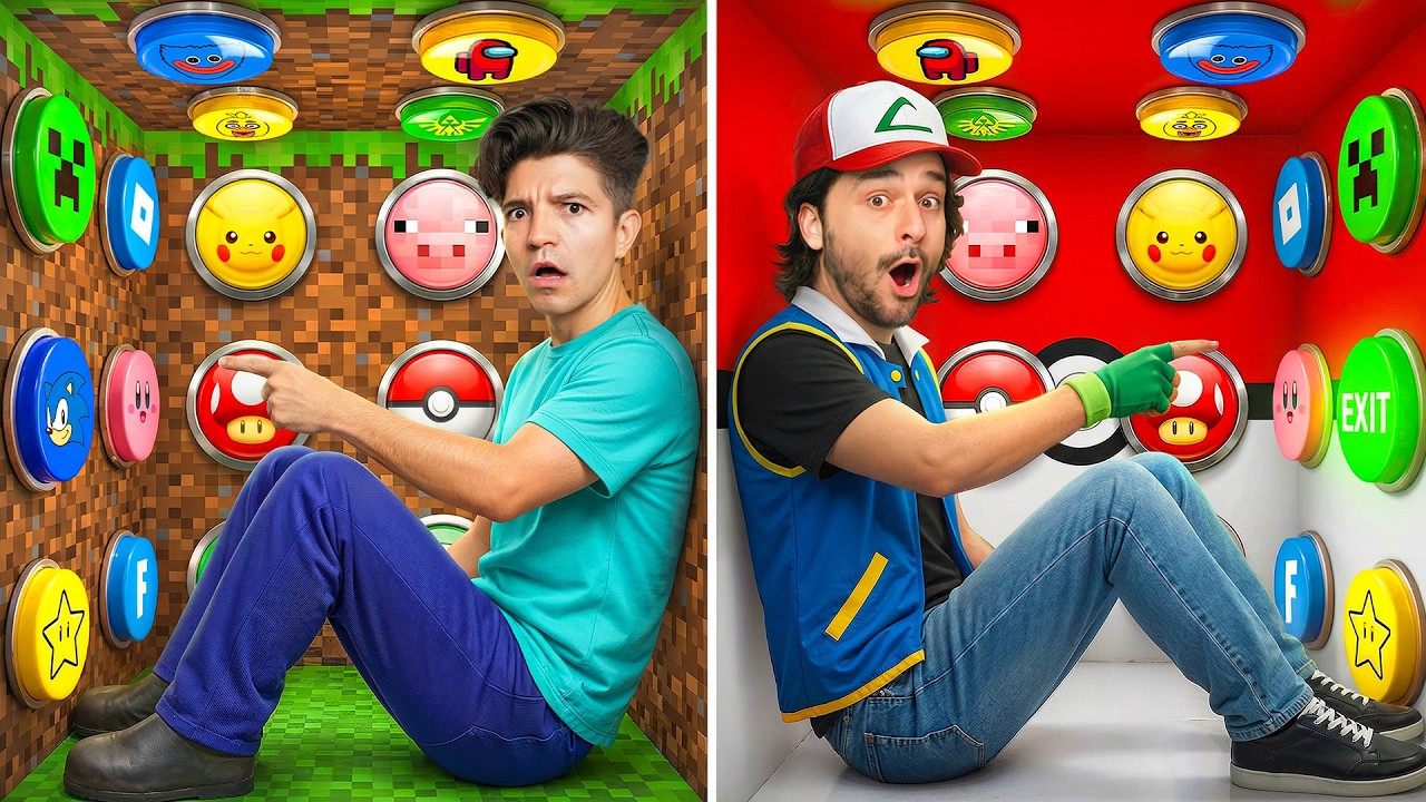 Trapped With 100 VIDEO GAME Mystery Buttons!