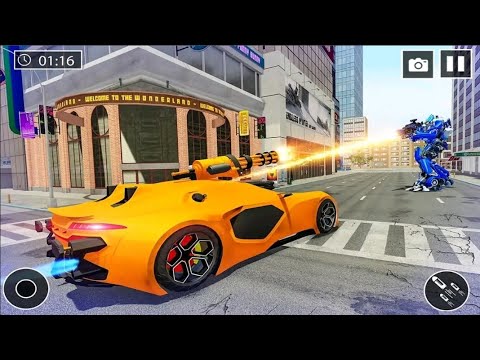 Flying Car Robot Hero - Police Car Transform Robot War Rescue 2023 - Android Gameplay