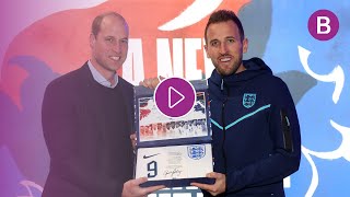 Prince William presents Football shirts to England squad ahead of World Cup