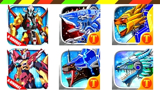 Dino Robot Dino Corps 15: T-Rex Ultima, Shark & Crazy Slag - Thunder Leopard - Velociraptor - Lion