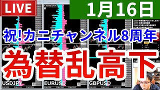【為替は乱高下でカニトレーダー8周年＆今週の投資結果＆8周年記念祭り】2026年1月16日（金）FX実況生配信カニトレーダーチャンネル生放送1317回目