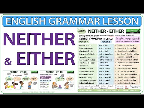 NEITHER - EITHER - English grammar lesson