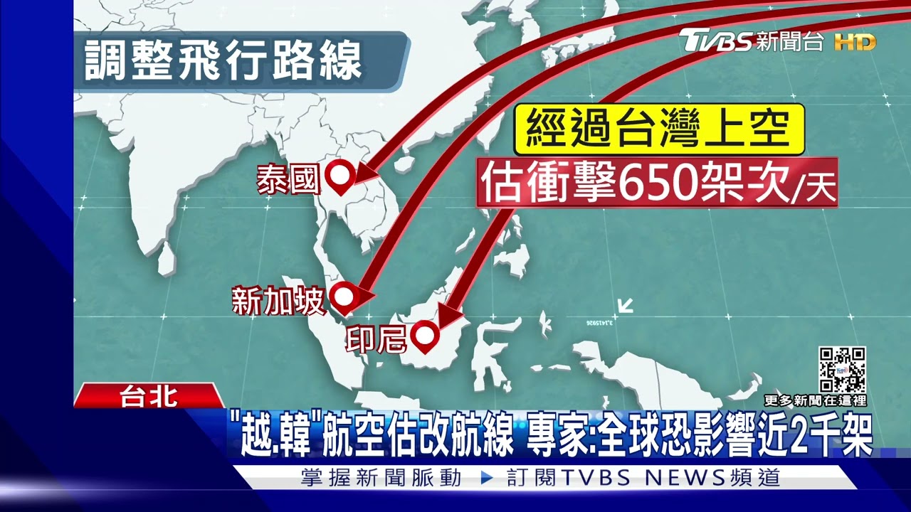 「越、韓」航空估改航線 專家:全球恐影響近2千架