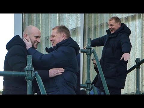 Hibs 2 Celtic 1 Aeroplane Lennon congratulates David Gray (22/02/25)