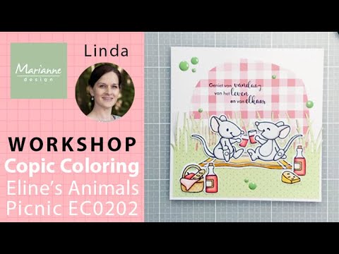 Realtime | Workshop | Learn to Color Eline's picnicking mice EC0202 with Copics | Marianne Design