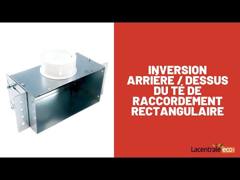 Inversion arrière / dessus du té de raccordement rectangulaire 200 x100 mm diamètre 90 mm