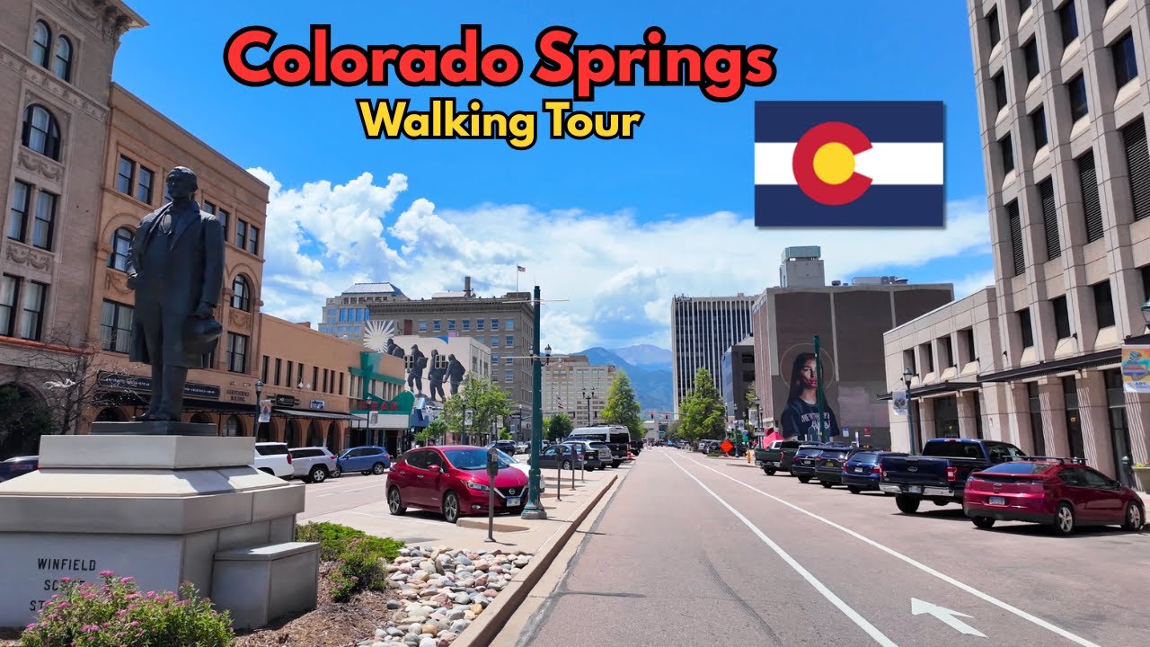 Immersive street-level walking tour through Colorado Springs Downtown, United States, showcasing authentic urban landscapes, local architecture, and the vibrant atmosphere of the city's neighborhoods