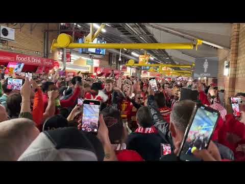 Federico Chiesa Song in full blast at the Kop Concourse on Final Day of Title winning season 2024-25