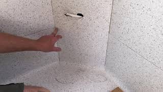 Laying vinyl floor and walls in a food van. Vintage Caravan flooring