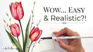 😱 How to Paint Tulips That Actually Look Real (Easy Watercolor Tutorial)