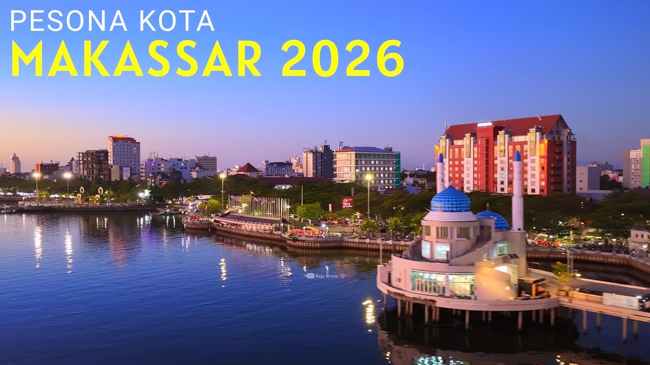 Suasana Terbaru Kota Makassar 2026 dilihat dari Udara dengan Drone