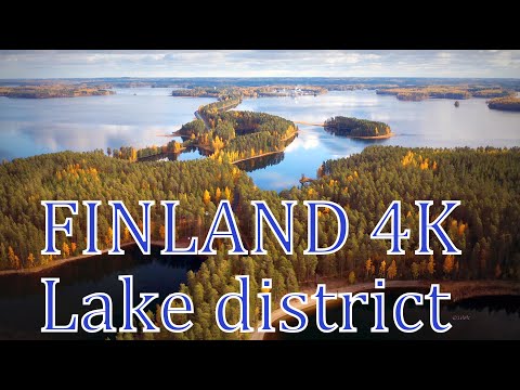 Lake district  4K FINLAND flying over Autumn beauty