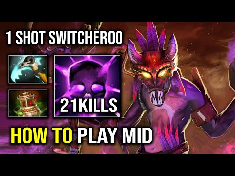 How to Play Mid Witch Doctor in NEW 7 32e with 1 Shot Voodoo Switcheroo Burst Damage Dota 2
