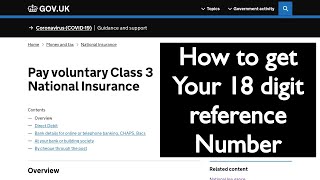 How to Pay voluntary Class 3 National Insurance. NIC. 18 digit payment reference number.