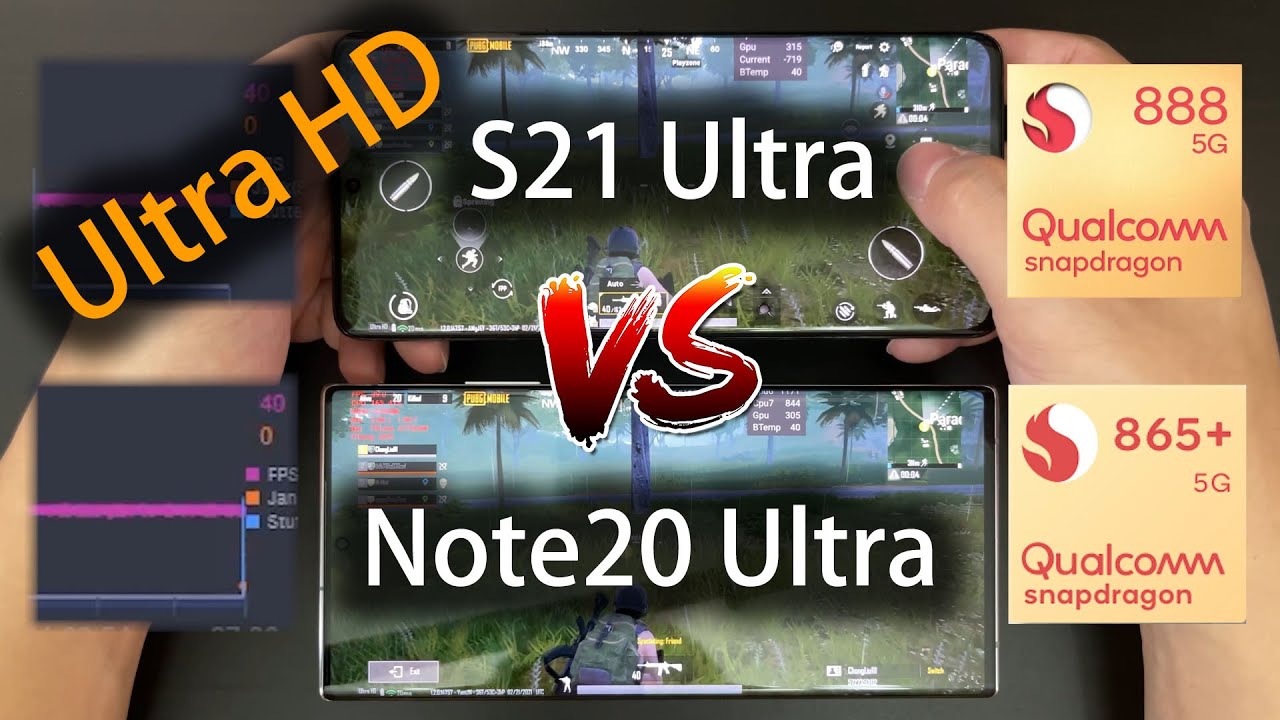 888 vs 865+ S21 Ultra Note20 Ultra PUBG Ultra HD Gaming FPS Test