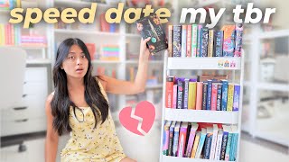 SPEED DATE my physical TBR with me (PART 2) 📚 **rating books based on their first sentences** 👀💔