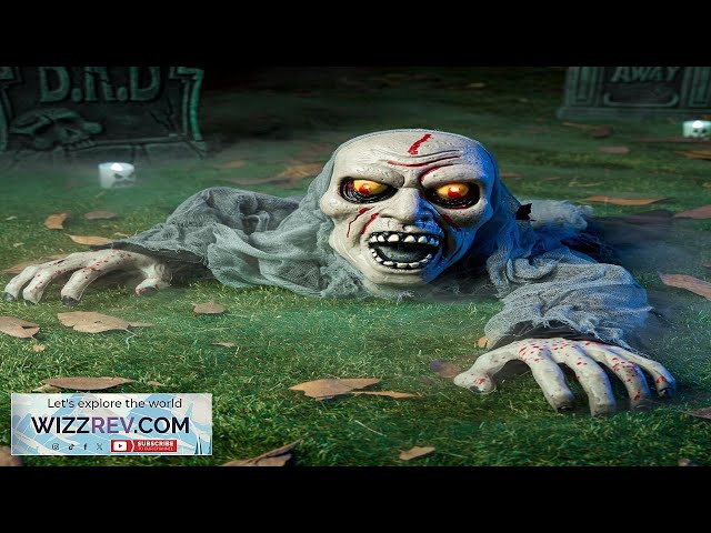 Vídeo relacionado con JOYIN Decoración de Halloween al Aire Libre Animated Zombie Groundbreaker con Sonido Espeluznante y Ojos Intermitentes para Patio de Halloween, césped, Patio, decoración de casa encantada al Aire
