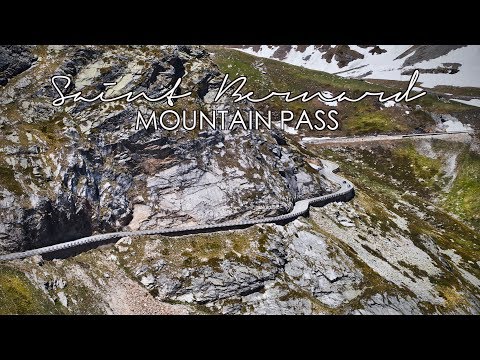 Great St Bernard Pass Mountain Road. Cinematic 4K Drone Video
