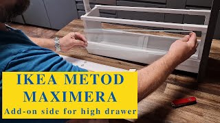 IKEA METOD MAXIMERA instructions - Glass Add-on side for high drawer Installation video guide.