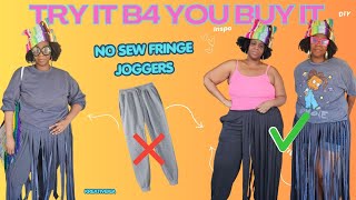No Sew Fringe Joggers | Easy And Beginner Friendly #upcycle  #diy 