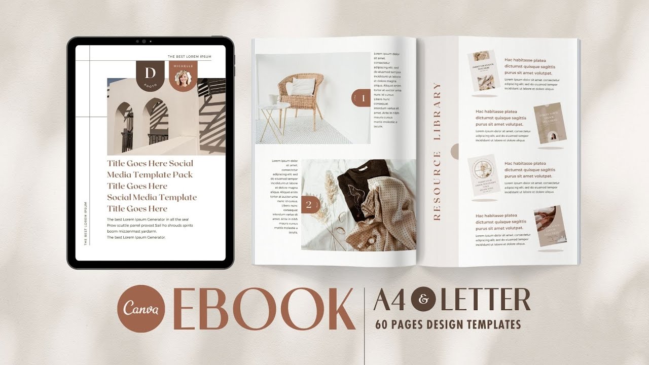 eBook PDF Template Canva Shadow   A4 US Letter Editable Magazine Marketing Lead magnet Creator Pack