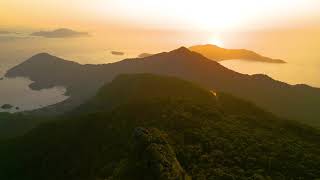A sunrise overview of Ilha Grande by Drone - Pico Do Papagaio