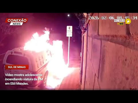 Vídeo: Vídeo mostra adolescente incendiando viatura da PM em Elói Mendes.