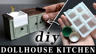 Make a Miniature Dollhouse Kitchen with Belfast sink from trash! Step by Step Tutorial